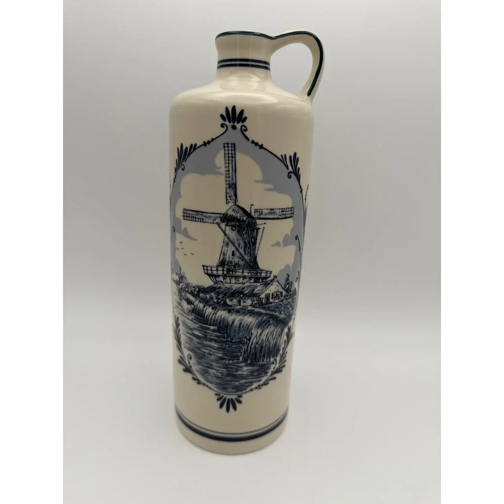 Blue Delft Bols Distilleries Holland Ceramic Gin Jug Windmill Decanter 700ml‎